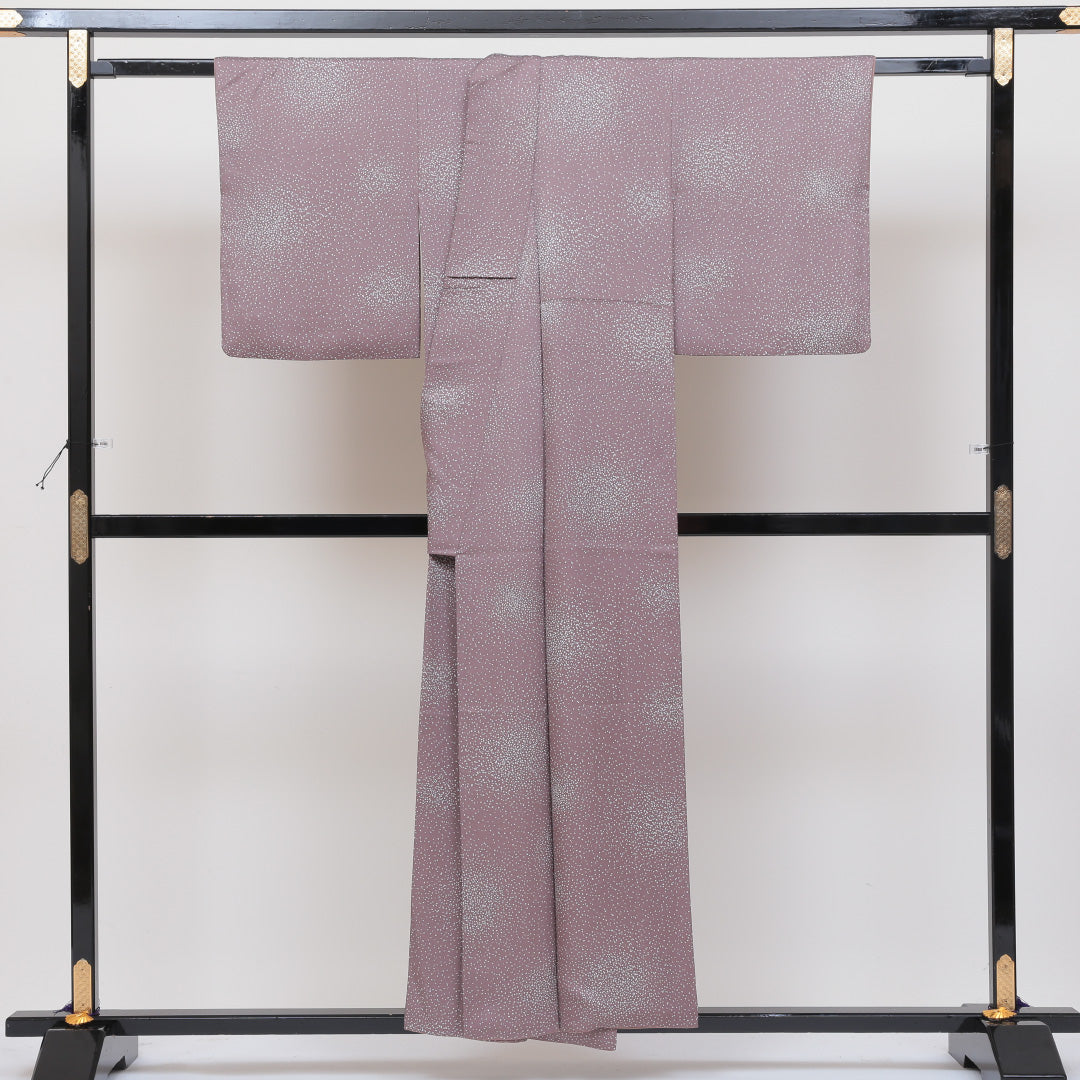 小紋 袷 身丈153cm 裄丈62cm 正絹 Sランク インフォーマル 広衿 Sサイズ 創作柄 グレー系 RP 1221-00223