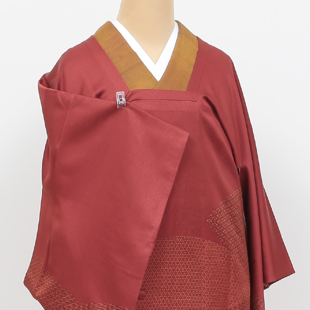 道行コート 袷 身丈84cm 裄丈63cm 正絹 Sランク Sサイズ フォーマル 絵羽コート 吉祥文様 有職文様 赤系 朱系 1263-05351
