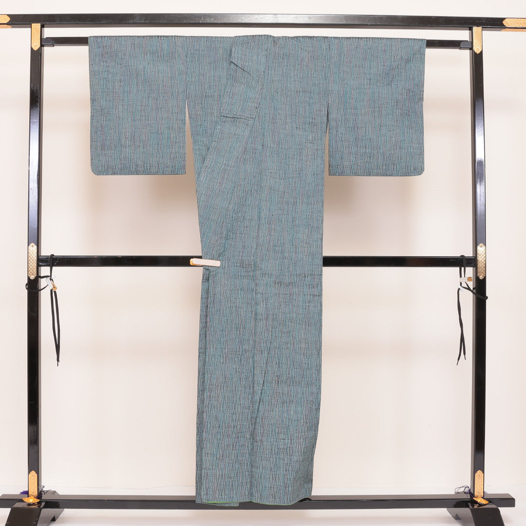 紬 胴抜き 身丈152cm 裄丈62cm 正絹 Aランク カジュアル 広衿 Sサイズ 創作柄 青系 RP 1223-02493