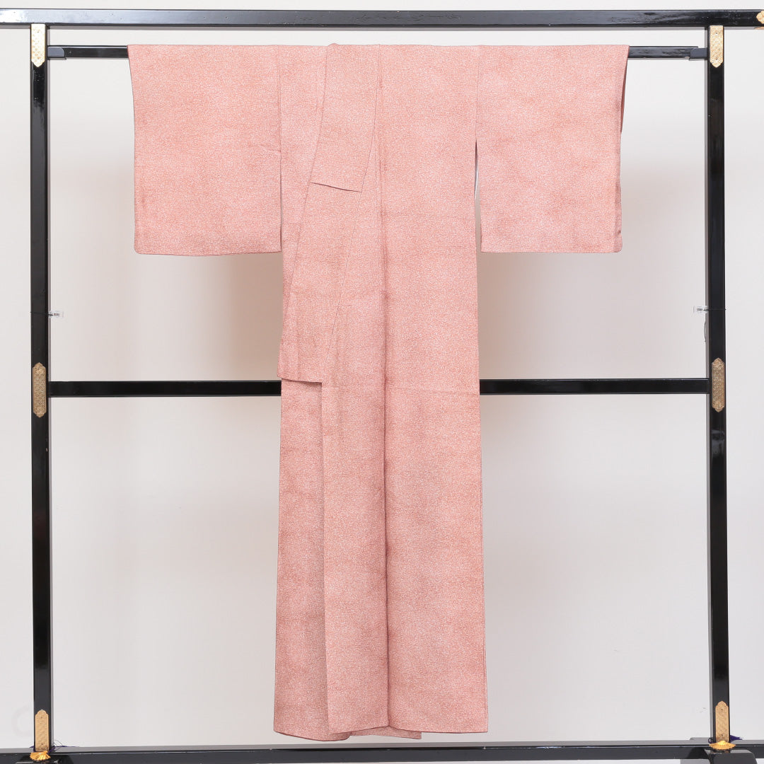 小紋 袷 身丈147cm 裄丈63cm 正絹 Sランク インフォーマル 広衿 XSサイズ 抽象柄 茶系 RP 1221-00285