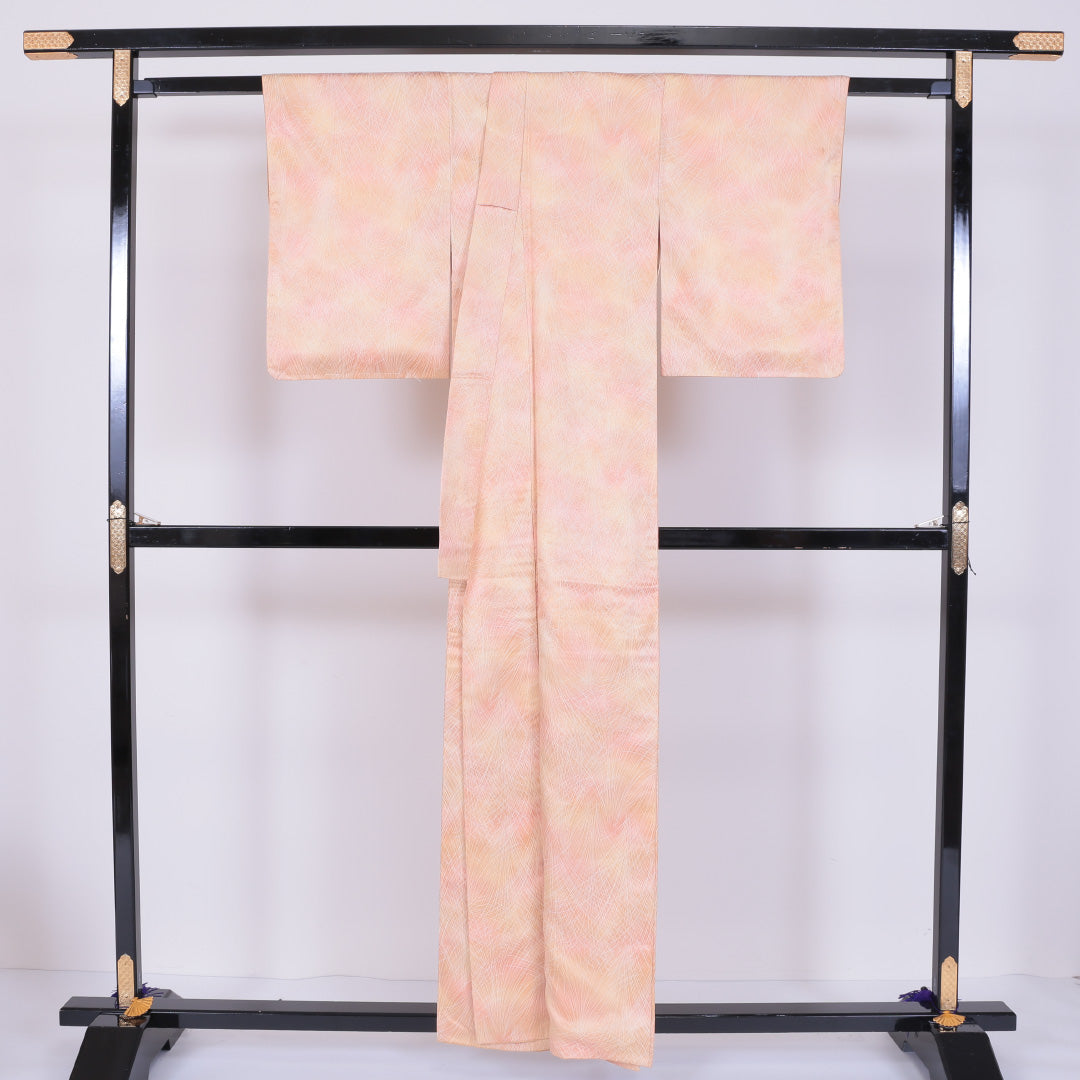 小紋 袷 身丈154cm 裄丈64cm 正絹 Aランク インフォーマル バチ衿 Sサイズ ぼかし染 植物柄 多色系 RP 1221-00085