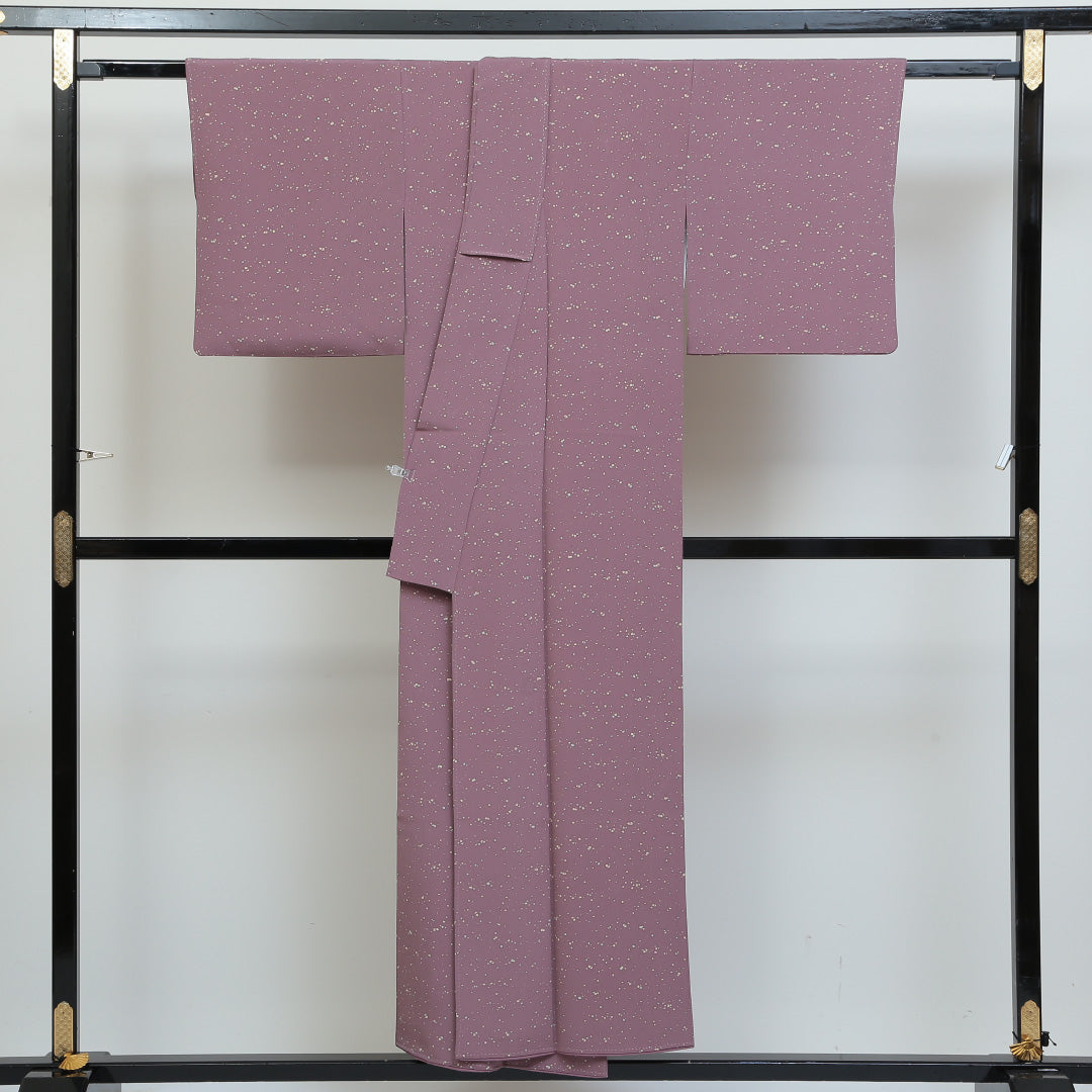 小紋 袷 身丈150cm 裄丈64cm 正絹 Sランク インフォーマル 広衿 Sサイズ 霰 ピンク系 RP 1221-00831