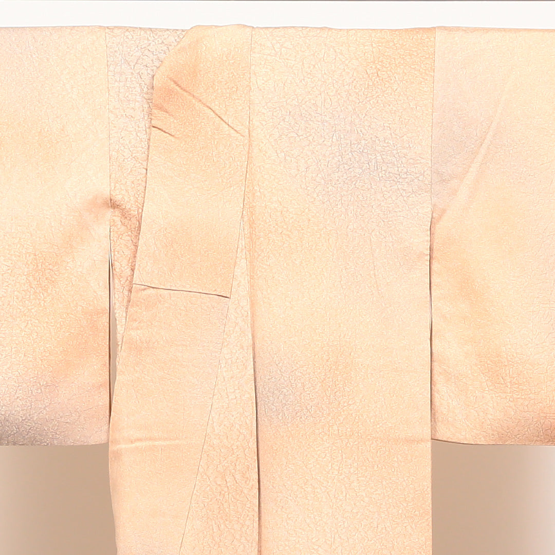 色無地 袷 身丈153cm 裄丈62cm 正絹 Bランク Sサイズ 広衿 インフォーマル ふくれ織 ぼかし染 朱系 1214-04910