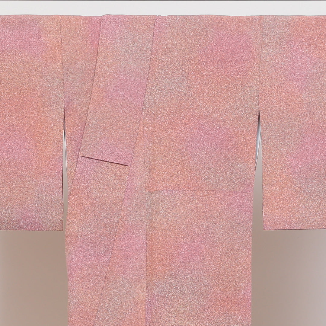 江戸小紋 袷 身丈150cm 裄丈66cm 正絹 Sランク Sサイズ 広衿 一つ紋 セミフォーマル ちりめん 創作柄 朱系 1262-00247