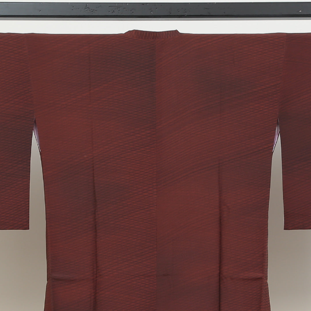 道行コート 洗える着物 袷 身丈91cm 裄丈66cm ポリエステル Sランク Mサイズ セミフォーマル 幾何学柄 ぼかし染 茶系 1263-05503