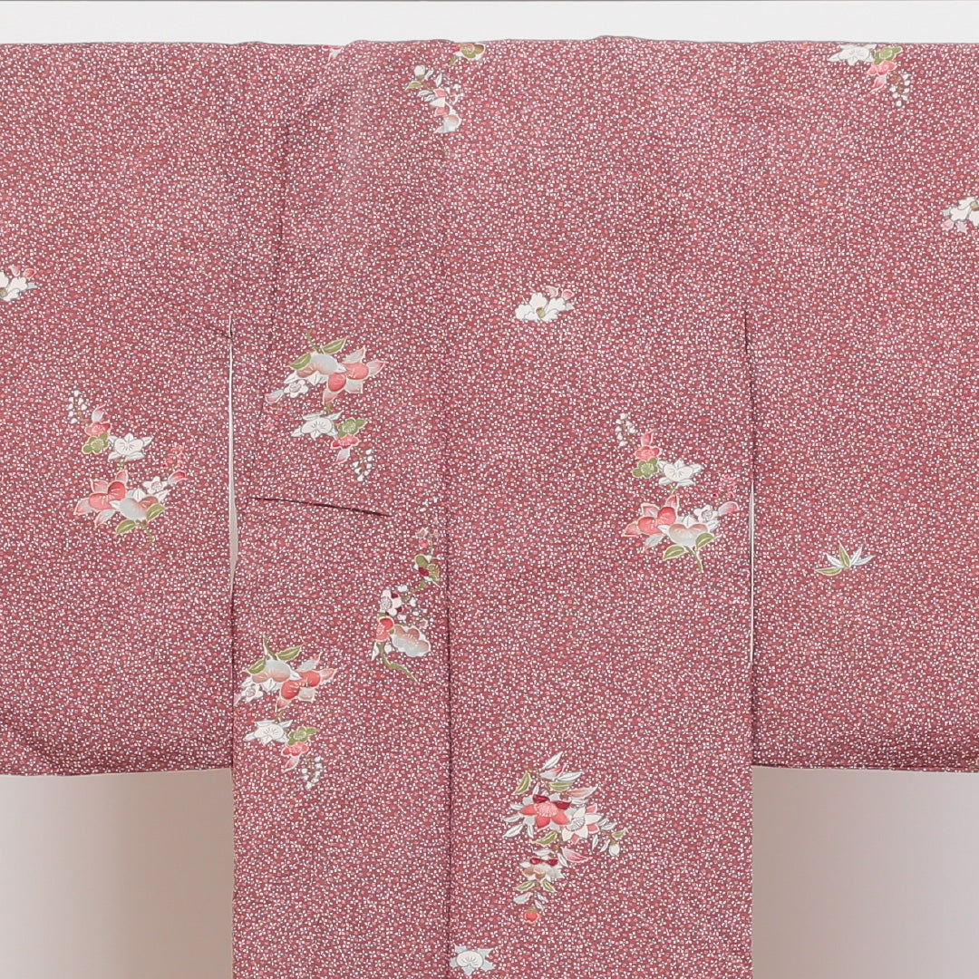 小紋 袷 身丈154cm 裄丈~62cm 茶系 正絹 梅 1215421400287