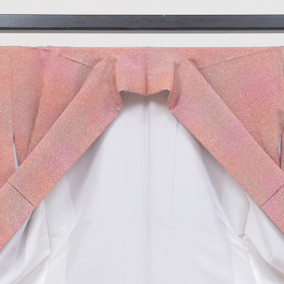 江戸小紋 袷 身丈150cm 裄丈66cm 正絹 Sランク Sサイズ 広衿 一つ紋 セミフォーマル ちりめん 創作柄 朱系 1262-00247