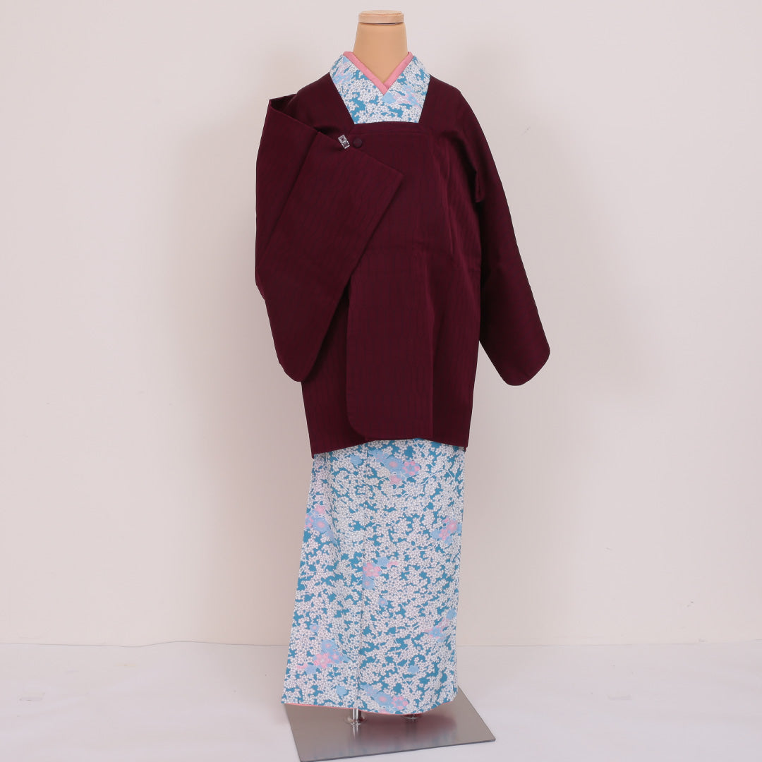 道行コート 身丈83cm 裄丈65cm M 正絹 ポケット有 紫系 Sランク 1217-00005