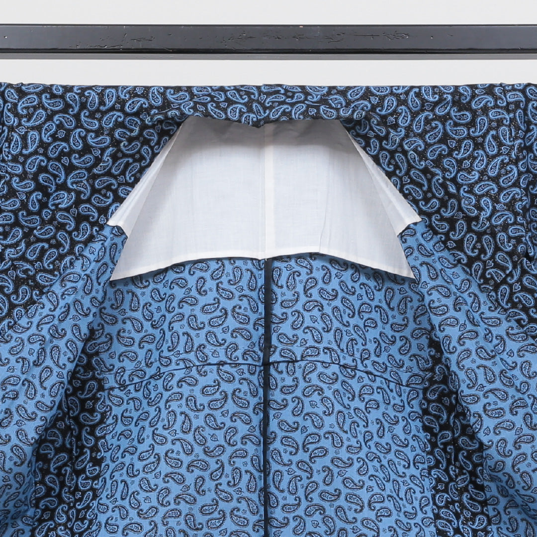 小紋 アンサンブル 洗える着物 単衣 身丈151cm 裄丈61cm ポリエステル Sランク Sサイズ バチ衿 インフォーマル 紐あり ペイズリー柄 青系 1215-00365