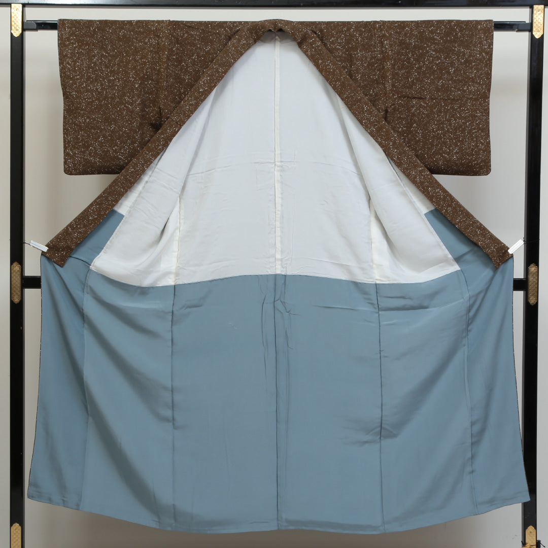 霰 江戸小紋 袷 身丈148cm 裄62.5cm 正絹 通年柄 茶系 Aランク 1215-00788