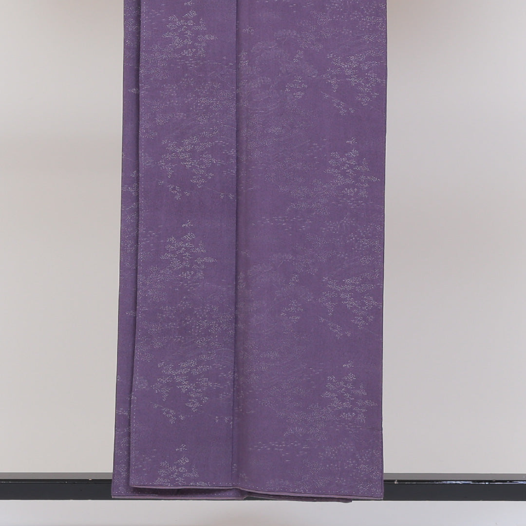 付下げ 袷 身丈152cm 裄丈62cm 正絹 Sランク 紋意匠 (茶屋辻) インフォーマル 広衿 Sサイズ 金彩 牡丹 紫系 PO 1218-04091
