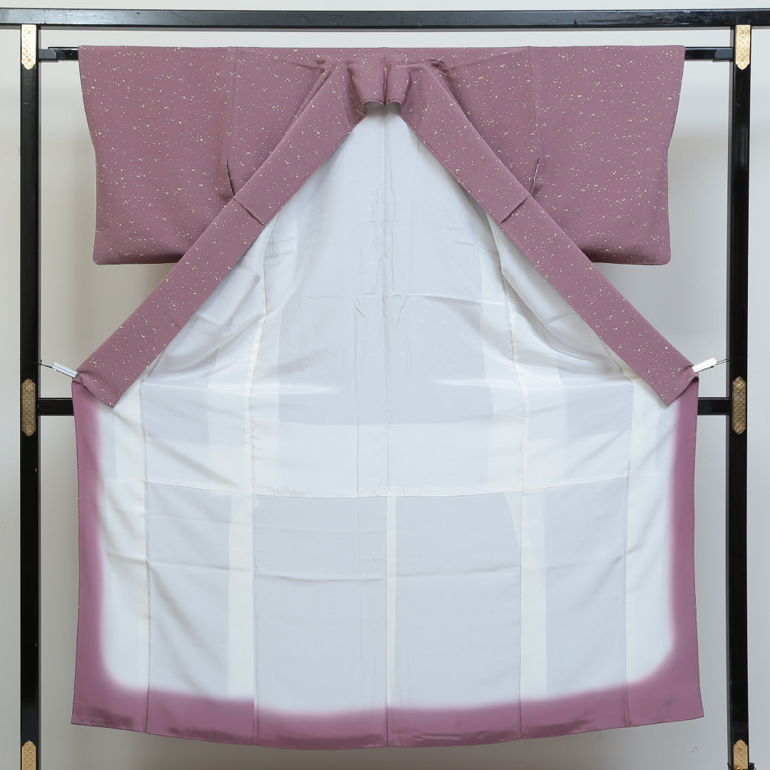 小紋 袷 身丈150cm 裄丈64cm 正絹 Sランク インフォーマル 広衿 Sサイズ 霰 ピンク系 RP 1221-00831