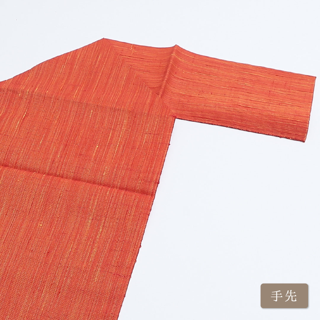 八寸名古屋帯 Sランク 帯丈377cm 正絹 六通 松葉仕立て 織り カジュアル 紬 京洛百景 朱系 LP 1245-00206