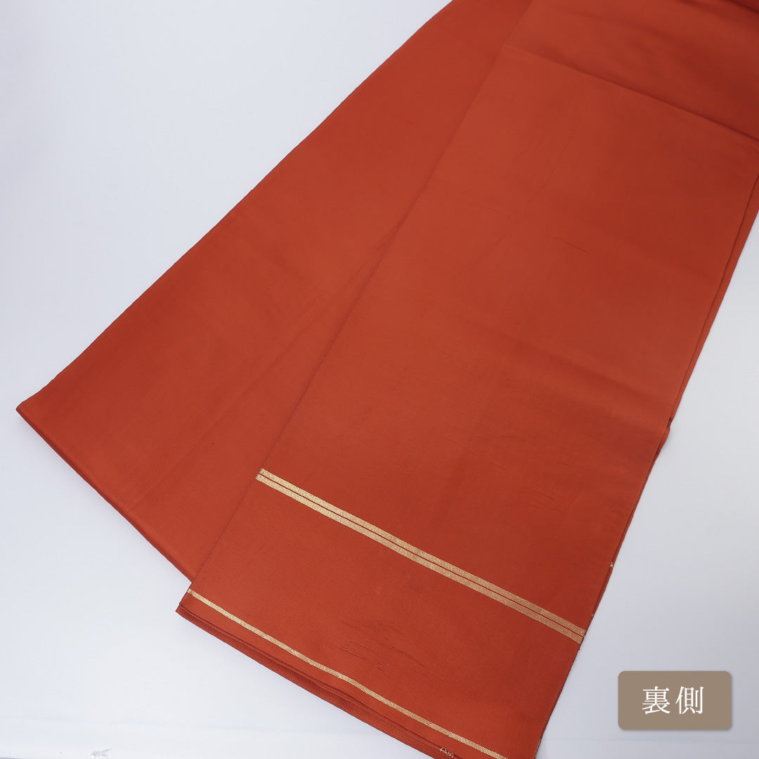 アンティーク 袋帯 帯丈416cm 六通 唐草華紋 セミフォーマル 落款 赤系 正絹 Aランク 1223-00189