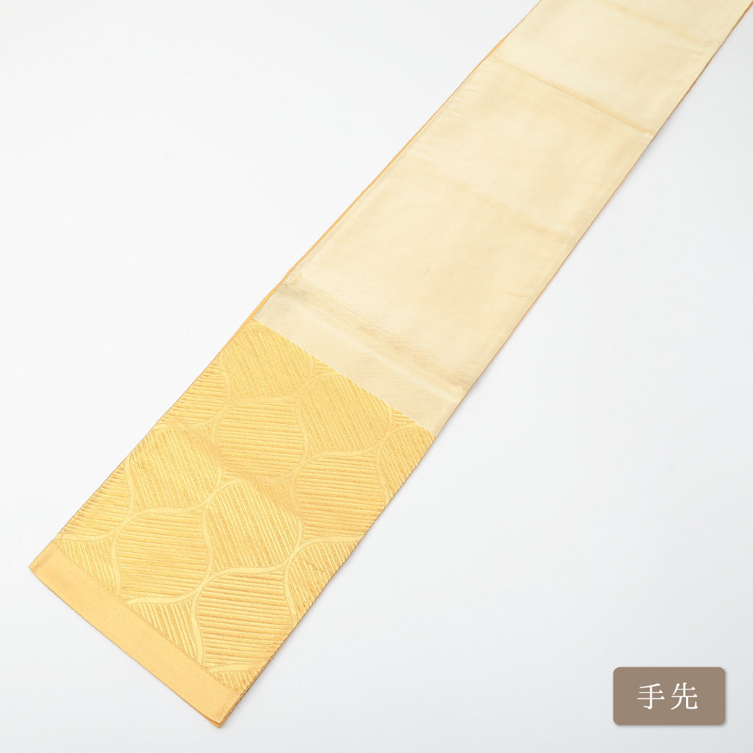 袋帯 帯丈420cm 六通 未仕立て フォーマル Aランク 帯芯なし 立沸 金糸 証紙あり 通年柄 金系 122300493321