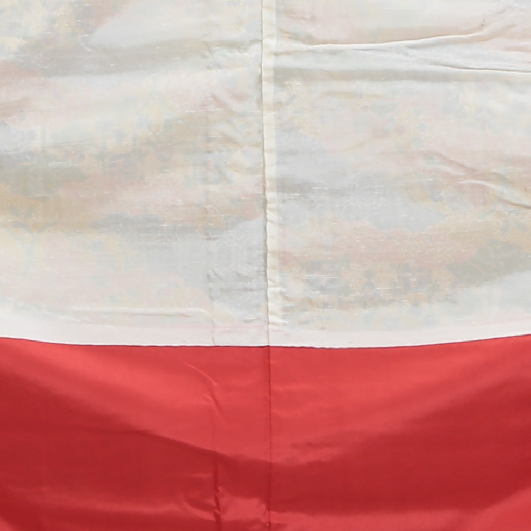 小紋 袷 身丈155cm 裄丈64cm 正絹 Sランク Mサイズ 広衿 インフォーマル 小紋 吉祥文様 花柄 植物柄 朱系 1215-02686