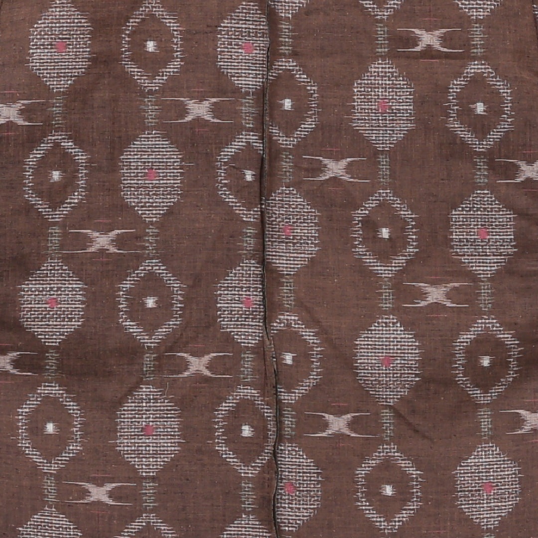 紬 単衣 身丈148cm 裄丈63cm 正絹 Sランク XSサイズ バチ衿 カジュアル 亀甲 茶系 1216-02576