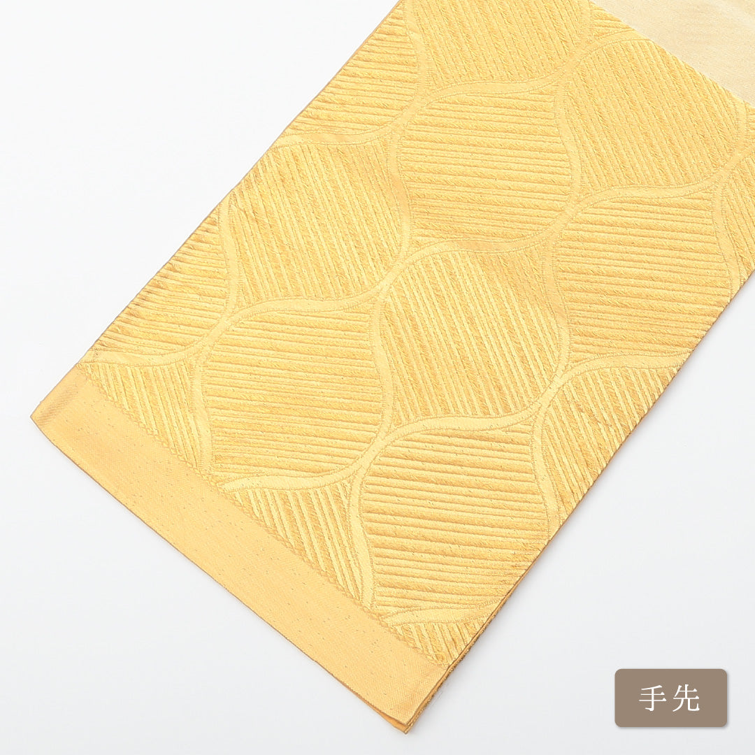 袋帯 帯丈420cm 六通 未仕立て フォーマル Aランク 帯芯なし 立沸 金糸 証紙あり 通年柄 金系 122300493321