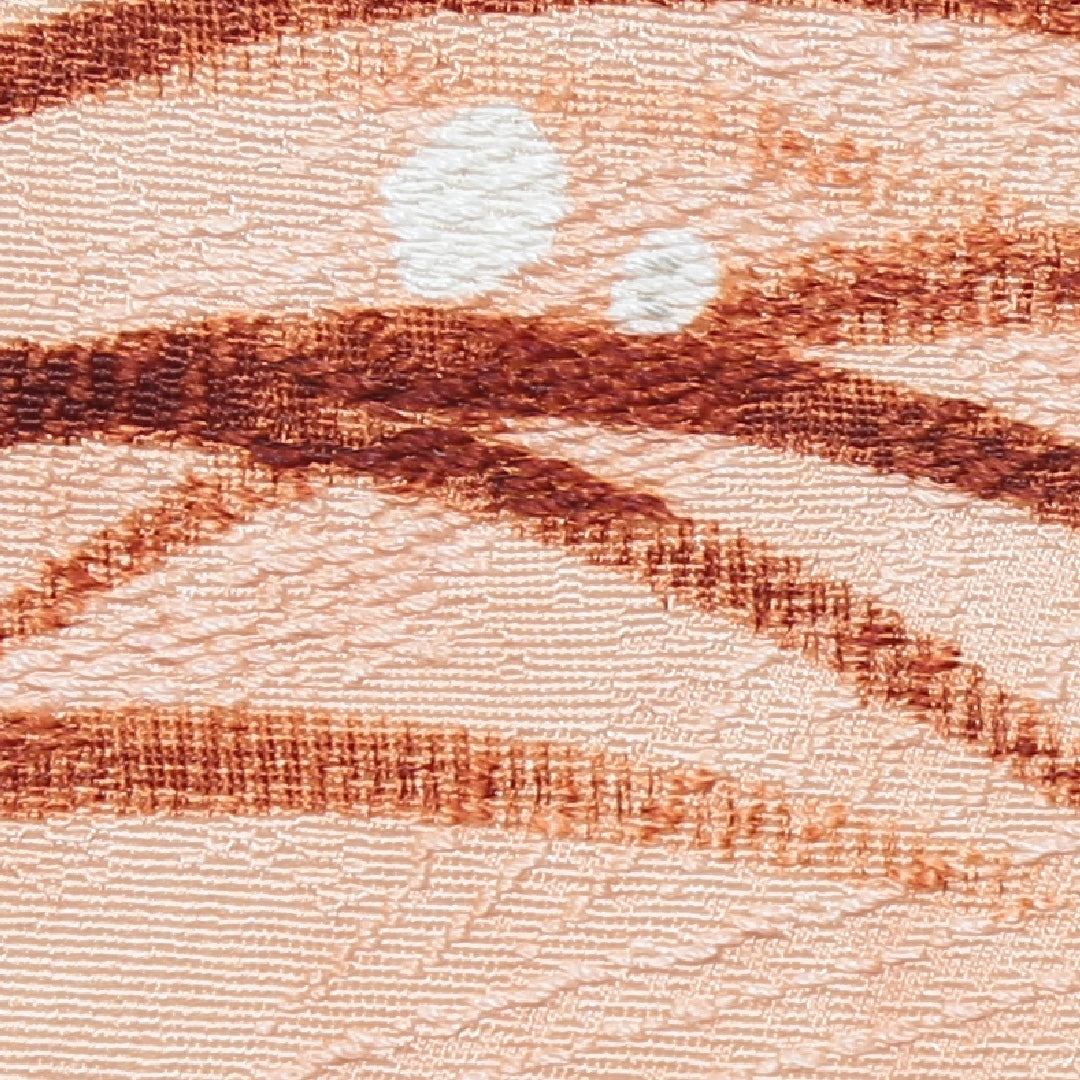 訪問着 袷 身丈158cm 裄丈64cm 正絹 Aランク Mサイズ 広衿 一つ紋(五三桐) セミフォーマル 紋意匠 植物柄 芝草 クリーム系 朱系 1212-04173