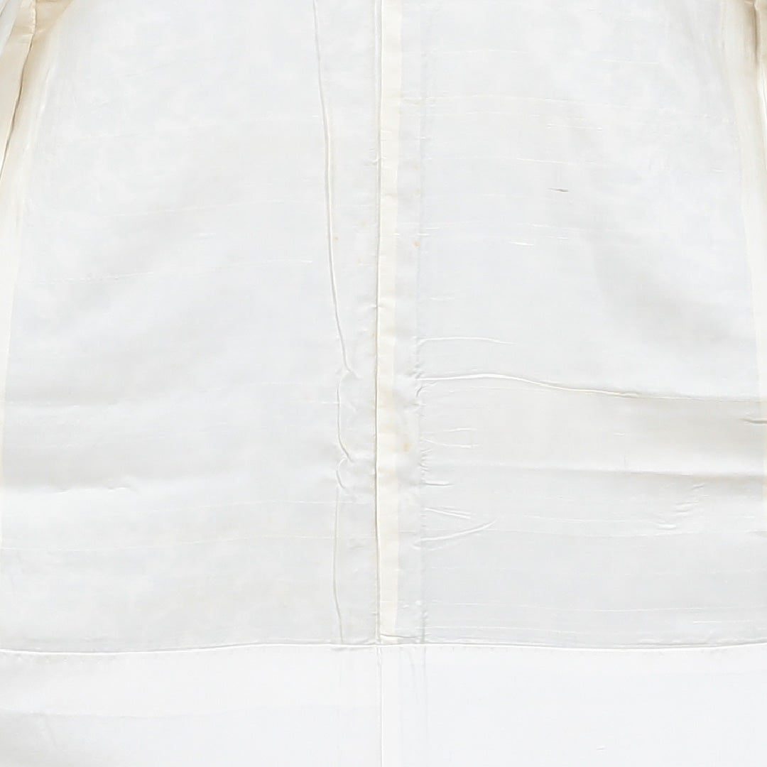 小紋 袷 身丈145cm 裄丈61cm 正絹 Cランク XSサイズ 広衿 インフォーマル ちりめん 獅子 白系 1215-00513