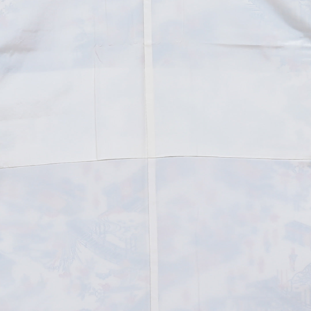 小紋 袷 身丈156cm 裄丈64cm 正絹 Sランク インフォーマル 広衿 Mサイズ 御所解 松 白系 RP 1221-00196