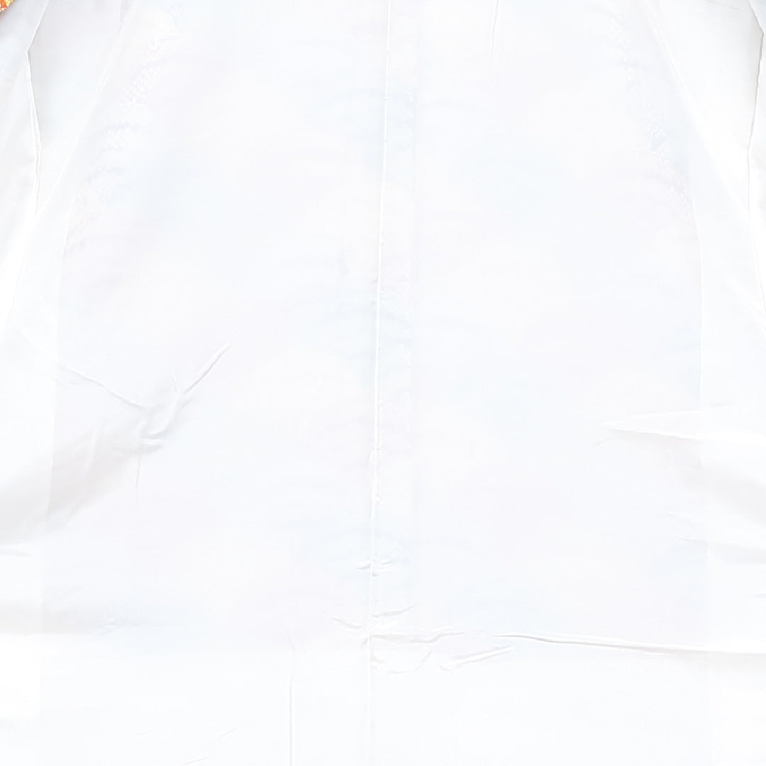 小紋 袷 身丈154cm 裄丈63cm 正絹 Sランク Sサイズ 広衿 インフォーマル ちりめん 青海波 雪輪 しつけ糸 黄系 多色系 1215-00533