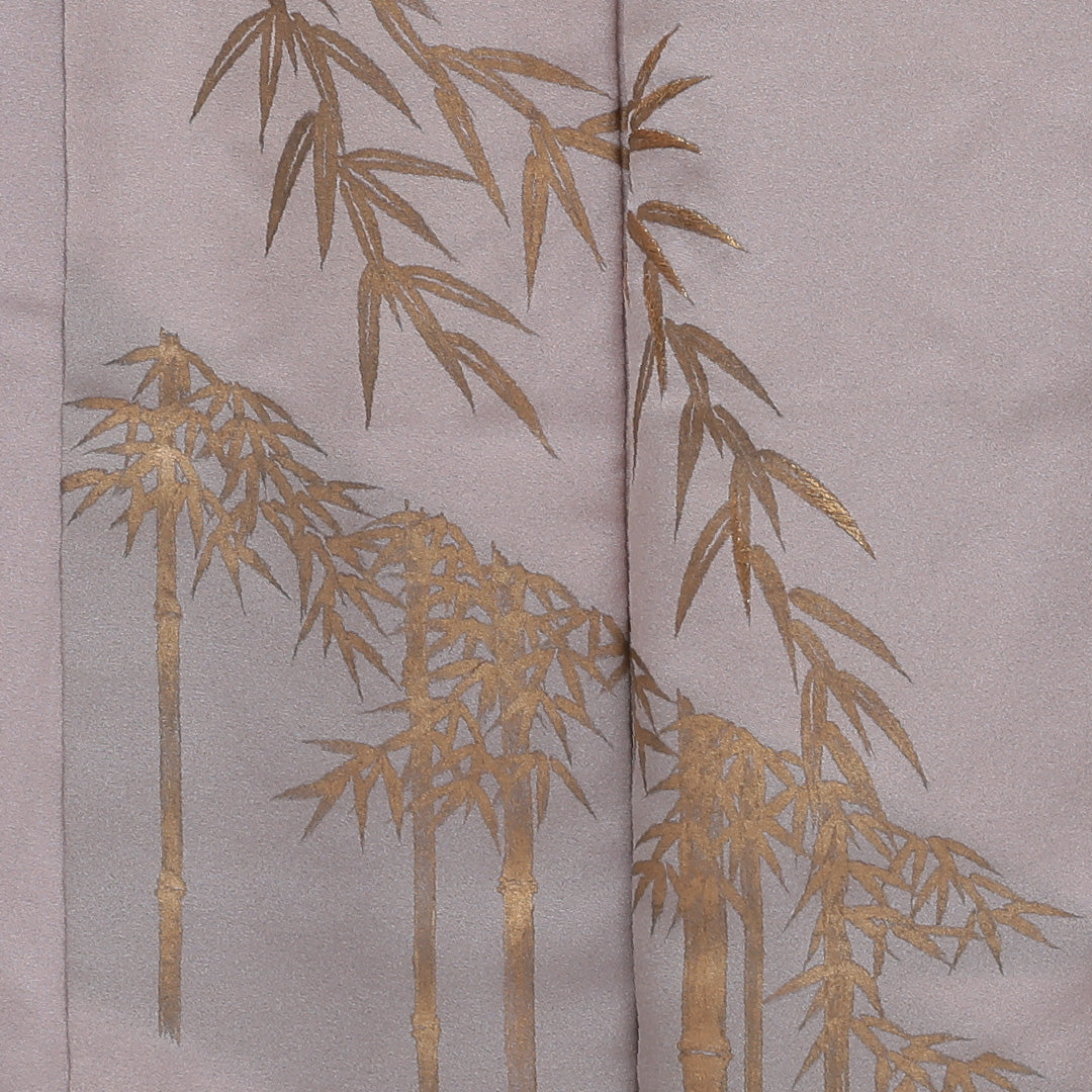 訪問着 袷 身丈150cm 裄丈62cm 正絹 Sランク セミフォーマル 広衿 Sサイズ 金箔 刺繍 笹 竹 ピンク系 RP 1217-04055