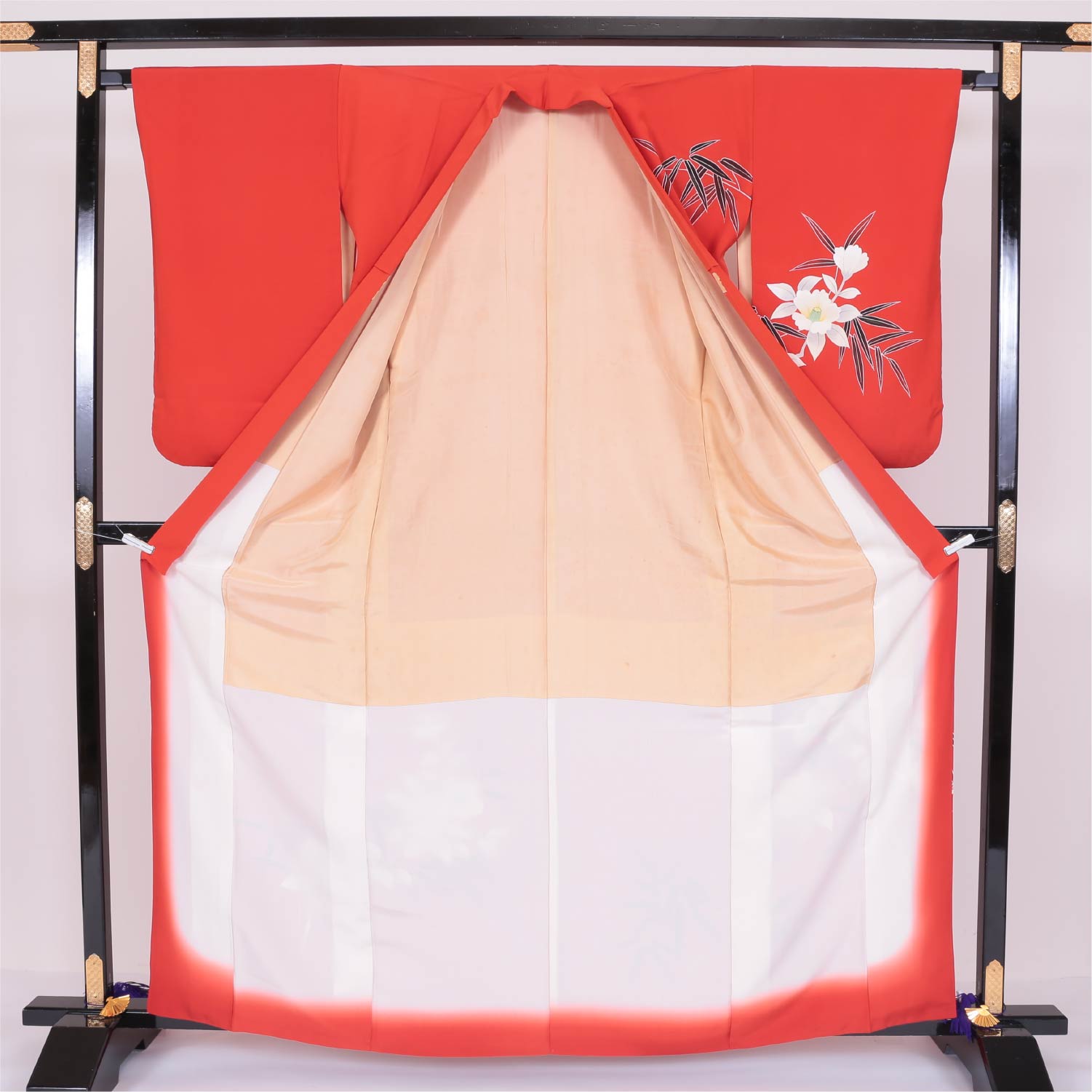 訪問着 袷 身丈162cm 赤系 洗える着物 優品 1212341200015