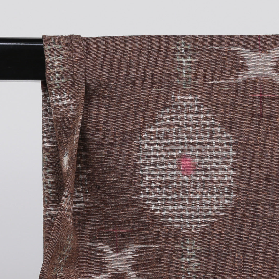 紬 単衣 身丈148cm 裄丈63cm 正絹 Sランク XSサイズ バチ衿 カジュアル 亀甲 茶系 1216-02576