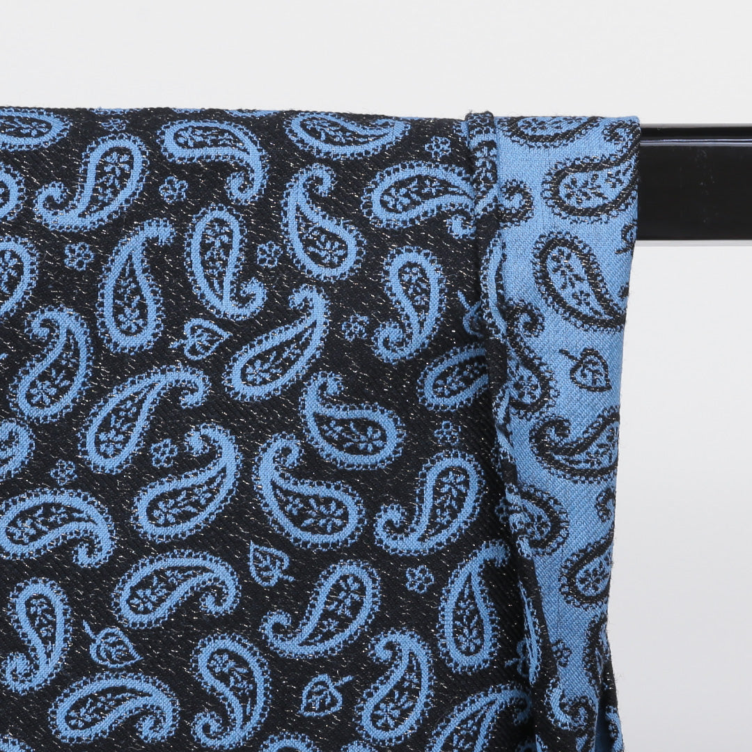 小紋 アンサンブル 洗える着物 単衣 身丈151cm 裄丈61cm ポリエステル Sランク Sサイズ バチ衿 インフォーマル 紐あり ペイズリー柄 青系 1215-00365