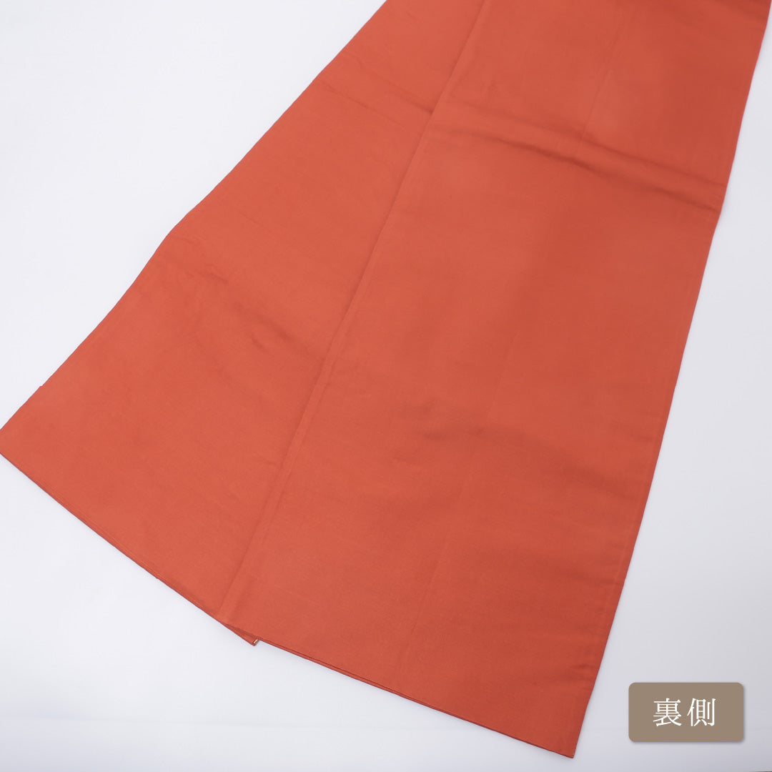 袋帯 帯丈424cm 六通 金襴 花喰鳥 オリエンタル セミフォーマル 朱系 正絹 Sランク 1223-00208