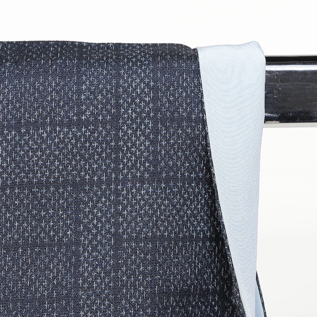 紬 袷 身丈151cm 裄丈62cm 正絹 Aランク Sサイズ 広衿 カジュアル 格子 紺系 1216-02512