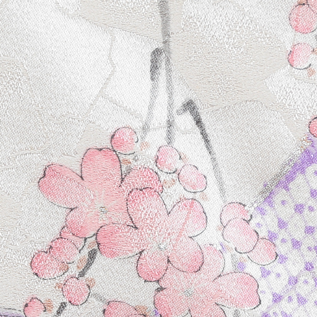 振袖 身丈157cm 裄丈66.5cm Bランク 袷 正絹 広衿 牡丹 桜 梅 紅葉 四季草花 1213-F0026