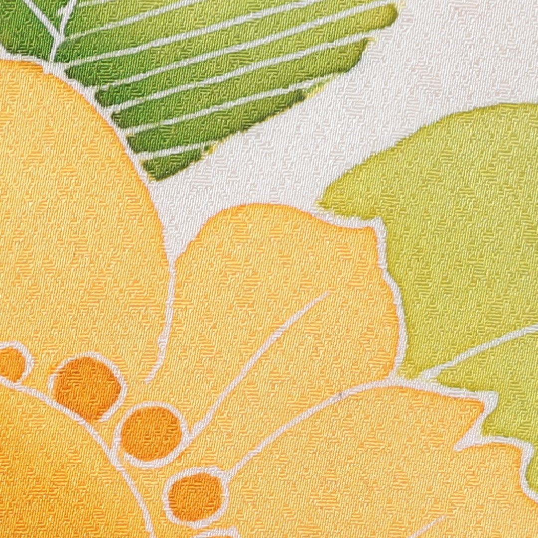 訪問着 袷 身丈159cm 裄丈35cm 正絹 Sランク Mサイズ 広衿 セミフォーマル 牡丹 クリーム系 朱系 1212-04101