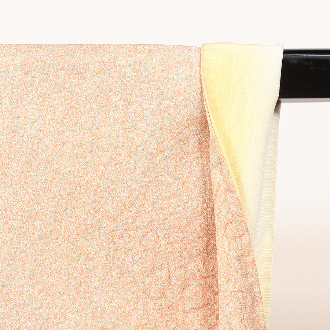 色無地 袷 身丈153cm 裄丈62cm 正絹 Bランク Sサイズ 広衿 インフォーマル ふくれ織 ぼかし染 朱系 1214-04910