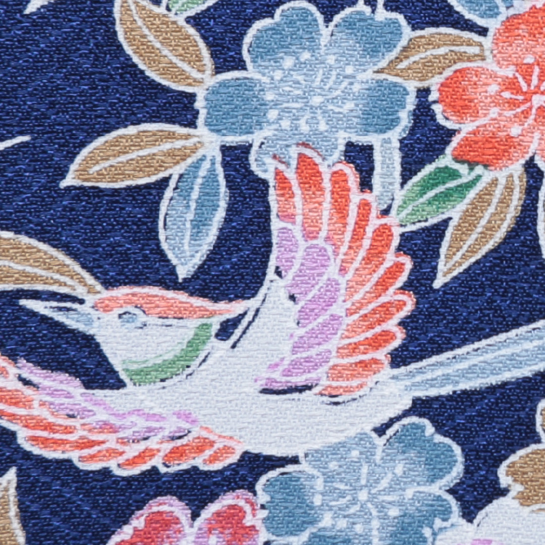 小紋 袷 身丈159cm 青系 正絹 美品 花鳥 リサイクル着物 1215231700176