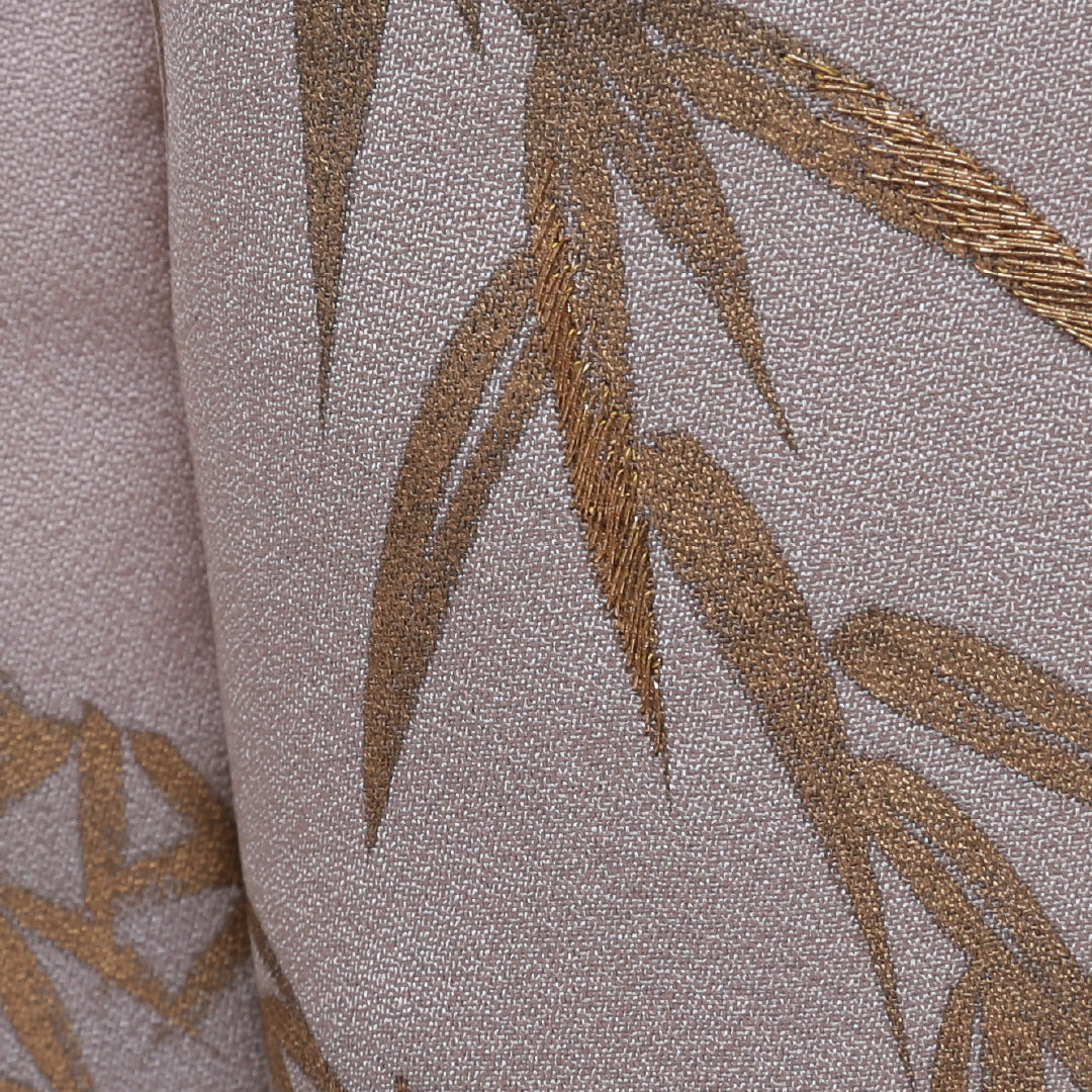 訪問着 袷 身丈150cm 裄丈62cm 正絹 Sランク セミフォーマル 広衿 Sサイズ 金箔 刺繍 笹 竹 ピンク系 RP 1217-04055
