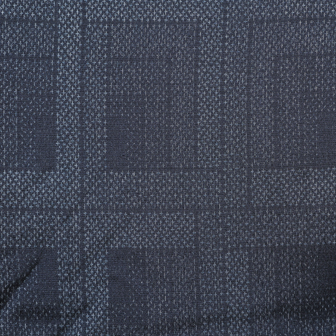 紬 袷 身丈151cm 裄丈62cm 正絹 Aランク Sサイズ 広衿 カジュアル 格子 紺系 1216-02512