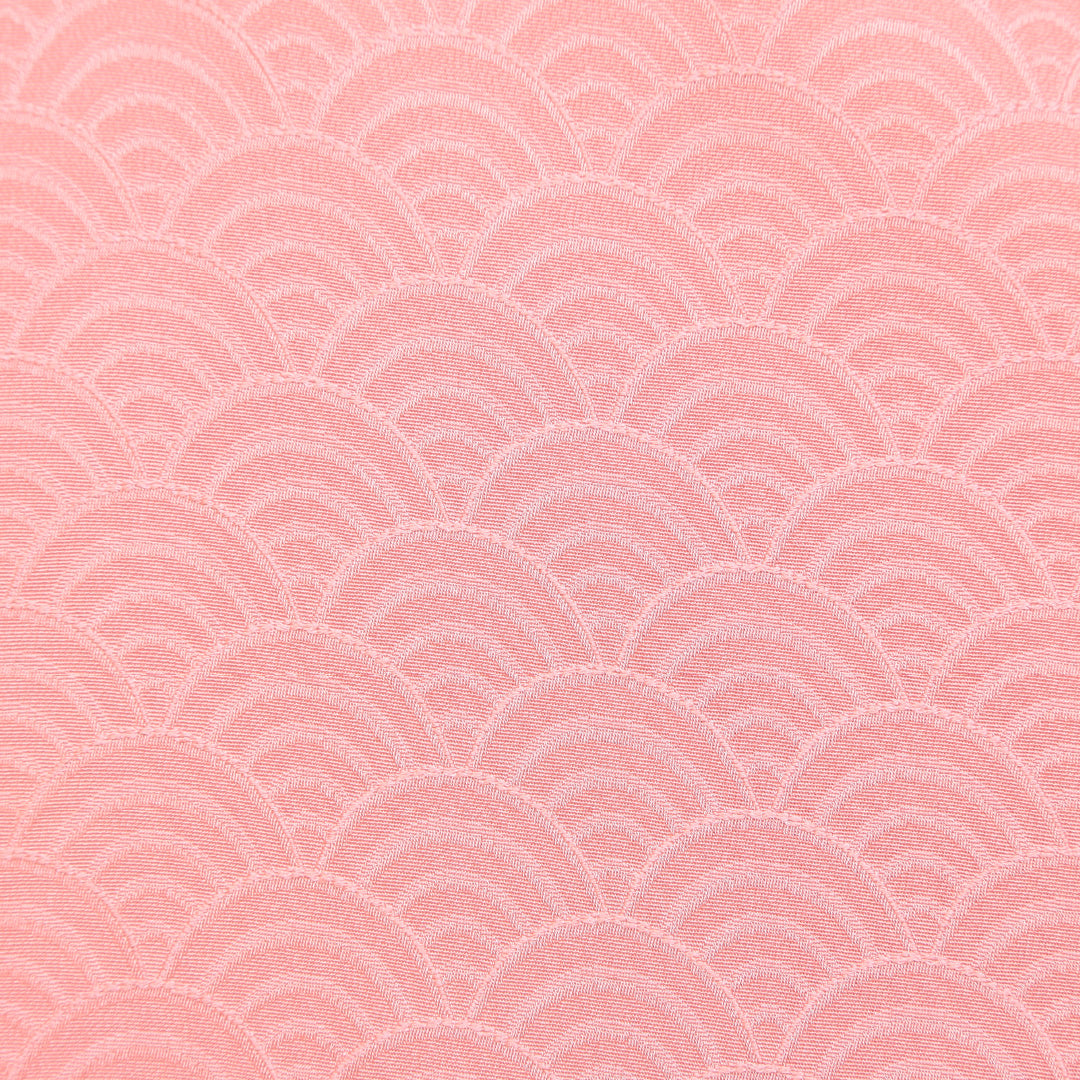 色無地 袷 身丈154cm 裄丈67cm 正絹 Sランク Sサイズ 広衿 一つ紋(丸に二ッ立鼓) セミフォーマル 紋意匠 青海波 ピンク系 1214-04976