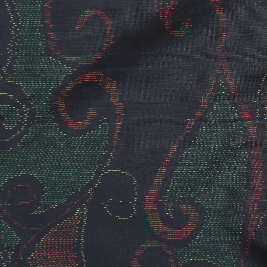 紬(大島紬) アンサンブル 袷 身丈151cm 裄丈63cm 正絹 Sランク Sサイズ 広衿 インフォーマル 紐あり 緯総絣 唐華 紺系 1216-02710