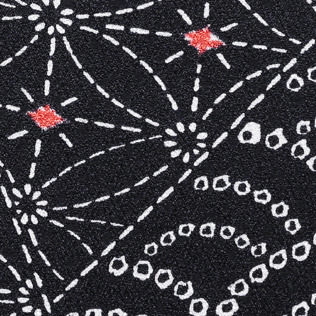 小紋 袷 身丈156cm 裄丈65cm 正絹 Sランク Mサイズ 広衿 インフォーマル 麻の葉 青海波 黒系 1215-00412