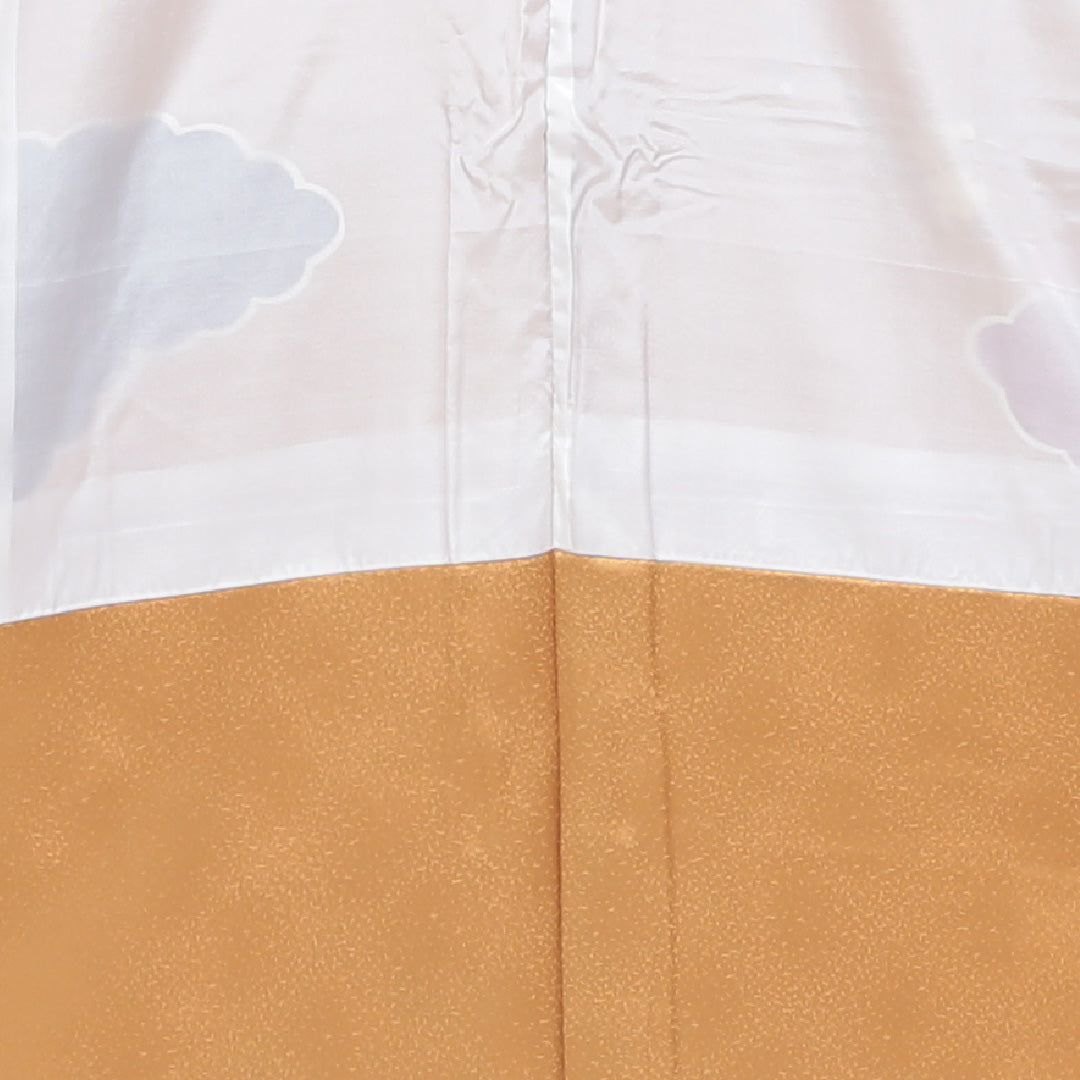 訪問着 袷 身丈155cm 裄丈65cm 正絹 Sランク Mサイズ 広衿 セミフォーマル 吉祥文様 金彩 金箔 銀箔 金系 1212-04033