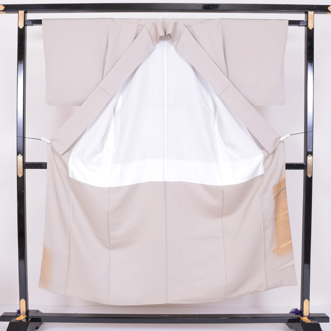 色留袖 一つ紋 鬼蔦 身丈146cm 裄丈62cm Aランク 正絹 袷 広衿 XS 檜垣 創作 セミフォーマル ベージュ系 1211-F0107