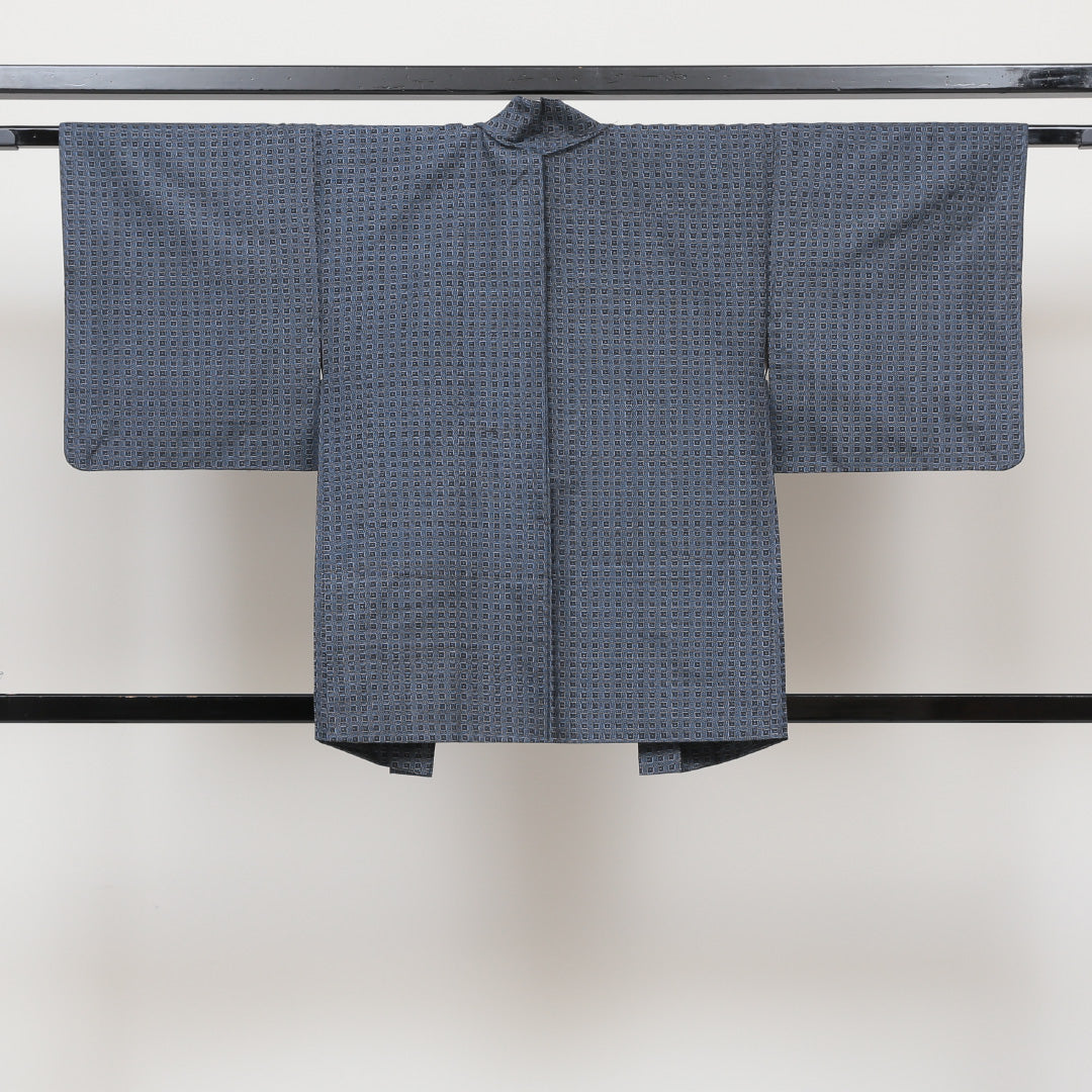 紬 アンサンブル 袷 身丈153cm 裄丈63cm 青系 正絹 優品 1216321700117