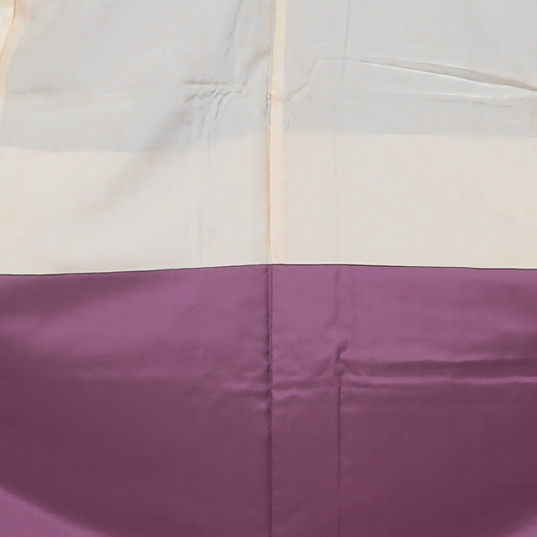 付下げ(牛首紬) 袷 身丈151cm 裄丈63cm 正絹 Sランク Sサイズ 広衿 一つ紋(蔦) インフォーマル 単衣菊 金彩 紫系 1261-04070