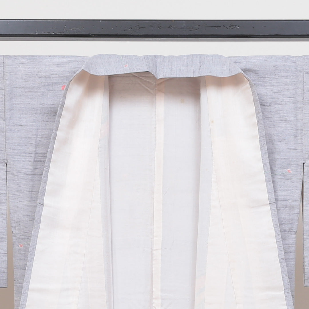 紬 袷 身丈155cm 裄丈64cm グレー系 正絹 創作駒 Aランク 1216532200079