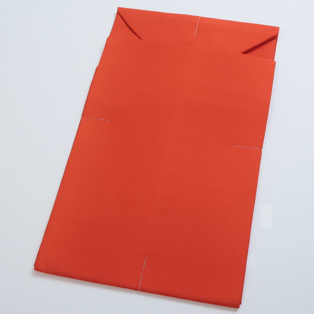 未使用品 九寸名古屋帯 Nランク 帯丈331cm 正絹 ポイント柄 名古屋仕立て 染め インフォーマル 塩瀬 唐子 朱系 GP 1245-00287