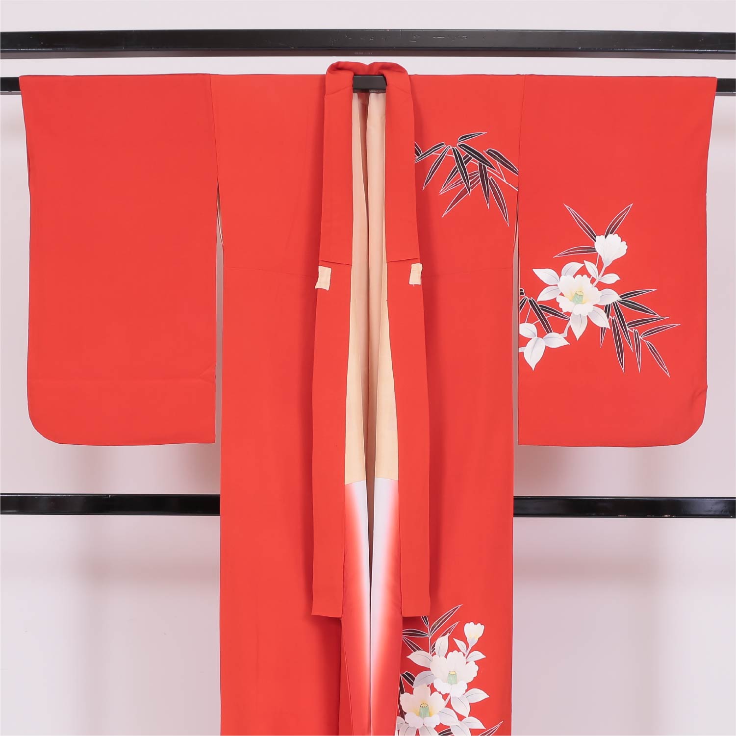 訪問着 袷 身丈162cm 赤系 洗える着物 優品 1212341200015