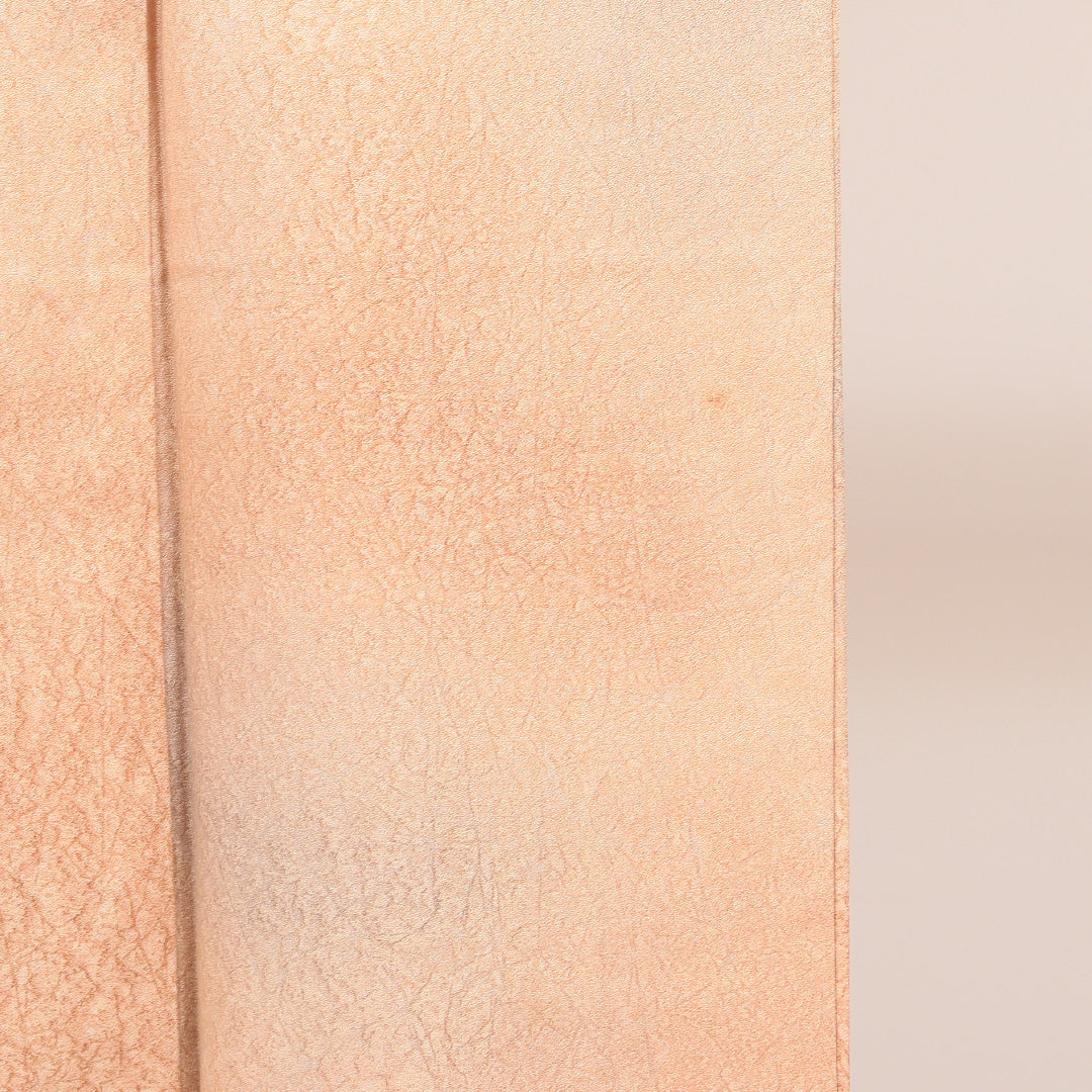 色無地 袷 身丈153cm 裄丈62cm 正絹 Bランク Sサイズ 広衿 インフォーマル ふくれ織 ぼかし染 朱系 1214-04910