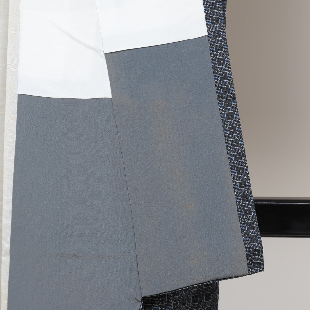 紬 アンサンブル 袷 身丈153cm 裄丈63cm 青系 正絹 優品 1216321700117